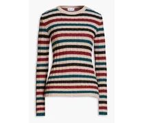 Striped metallic wool-blend sweater - Pink