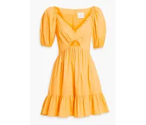 Kayla cutout cotton-blend broadcloth mini dress - Yellow