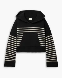 KHAITE Cruz striped cashmere hoodie - Black Black