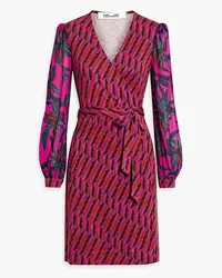 Diane von Furstenberg Gala chiffon-paneled printed cady mini wrap dress - Purple Purple