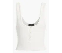 Cropped Supima cotton-blend jersey tank - White
