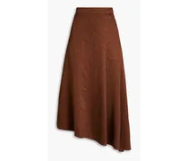 Asymmetric shantung midi skirt - Brown