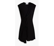Raya draped twist-front crepe de chine mini dress - Black