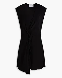 Claudie Pierlot Draped twist-front crepe de chine mini dress - Black Black