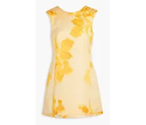 Floral-print duchesse-satin mini dress - Yellow