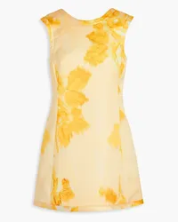 EMILIA WICKSTEAD Emilia floral-print duchesse-satin mini dress - Yellow Yellow