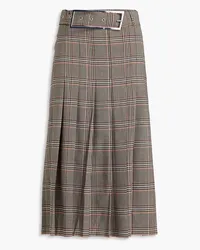 16ARLINGTON Nimue belted pleated Prince of Wales checked woven midi skirt - Neutral Neutral