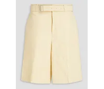 Belted linen shorts - White