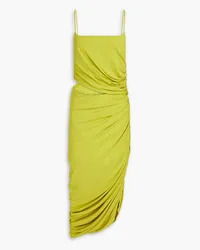 Halston Averie cutout ruched jersey midi dress - Green Green