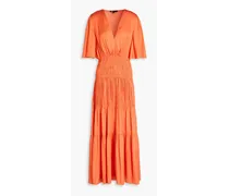 Shirred satin maxi dress - Orange