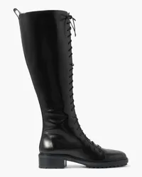 aeyde Rikki lace-up glossed-leather knee boots - Black Black