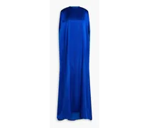 Cape-effect satin gown - Blue