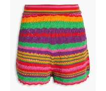 Striped crochet-knit cotton shorts - Multicolor