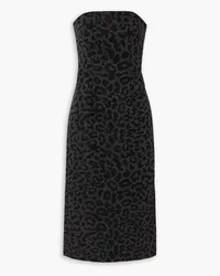 Valentino Garavani Strapless leopard-jacquard wool midi dress - Gray Gray