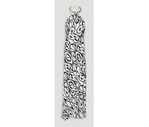 Edyth open-back printed satin halterneck gown - White