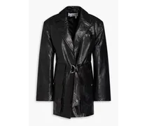Belted leather jacket - Black