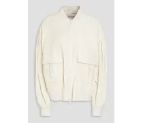 Leather bomber jacket - White