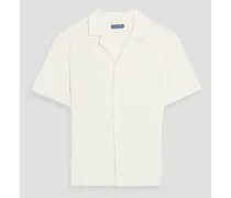 Roberto cotton, Lyocell and linen-blend terry shirt - White