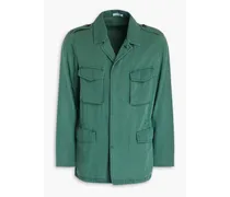 Cotton and linen-blend canvas field jacket - Green