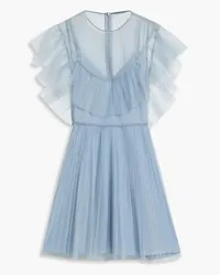 RED Valentino Ruffled pleated tulle mini dress - Blue Blue