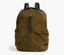 Commuter leather-trimmed suede backpack - Green
