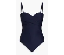 Corsica stretch-piqué bandeau swimsuit - Blue