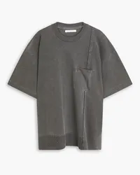 John Elliott + Co Faded cotton-jersey and textured-knit T-shirt - Gray Gray