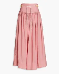 Zimmermann Belted gathered linen maxi skirt - Pink Pink