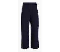Cotton-blend twill straight-leg pants - Blue