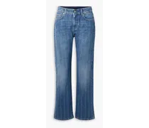 Crystal-embellished high-rise straight-leg jeans - Blue