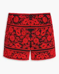 Valentino Garavani Bead-embellished wool and silk-blend shorts - Red Red