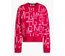 Jacquard-knit wool-blend sweater - Pink