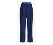 Color-block grain de poudre straight-leg pants - Blue