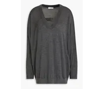 Cutout mélange cashmere and silk-blend sweater - Gray