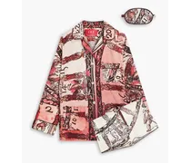 Printed cotton and silk-blend pajama set - Pink
