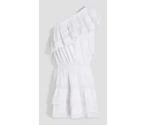 Debbie one-shoulder woven mini dress - White