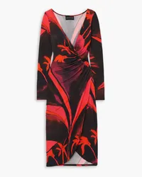 Louisa Ballou Summer Solstice wrap-effect printed stretch-jersey midi dress - Red Red