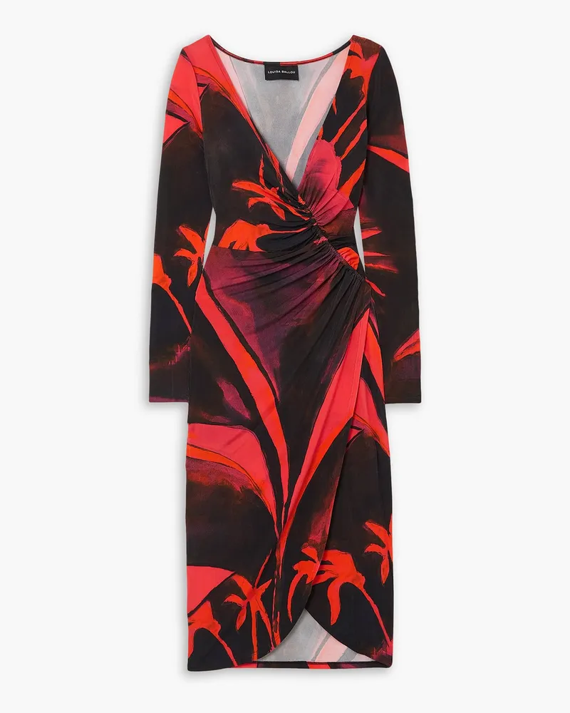 Louisa Ballou Summer Solstice wrap-effect printed stretch-jersey midi dress - Red Red