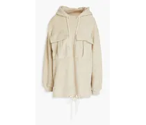 Wool, cotton and linen-blend terry hoodie - Neutral