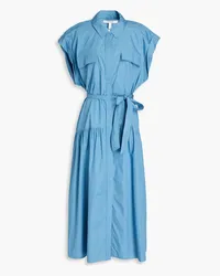 Derek Lam Gathered cotton-poplin midi shirt dress - Blue Blue