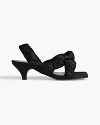 Ganni Knotted satin slingback sandals - Black Black