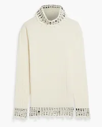 Marni Embroidered distressed wool turtleneck sweater - White White