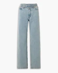 Y/PROJECT Evergreen belted cut-out high-rise straight-leg jeans - Blue Blue