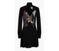Embellished cutout silk-chiffon mini dress - Black
