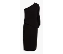 Lois one-shoulder draped stretch-crepe dress - Black