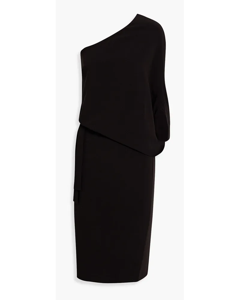 Lois one-shoulder draped stretch-crepe dress - Black