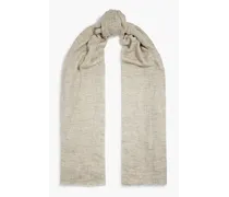 Metallic linen-blend scarf - White