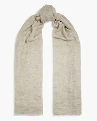 Brunello Cucinelli Metallic linen-blend scarf - White White