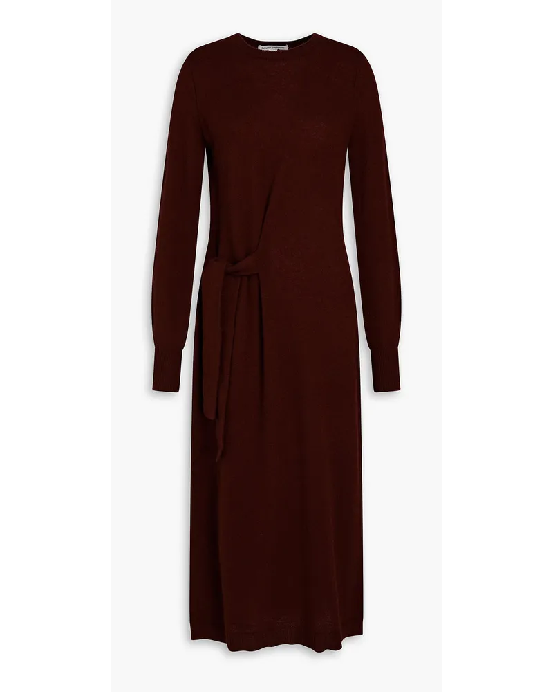 Autumn Cashmere Belted cashmere midi dress - Burgundy Burgundy