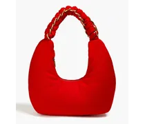 Chain-embellished felt shoulder bag - Red